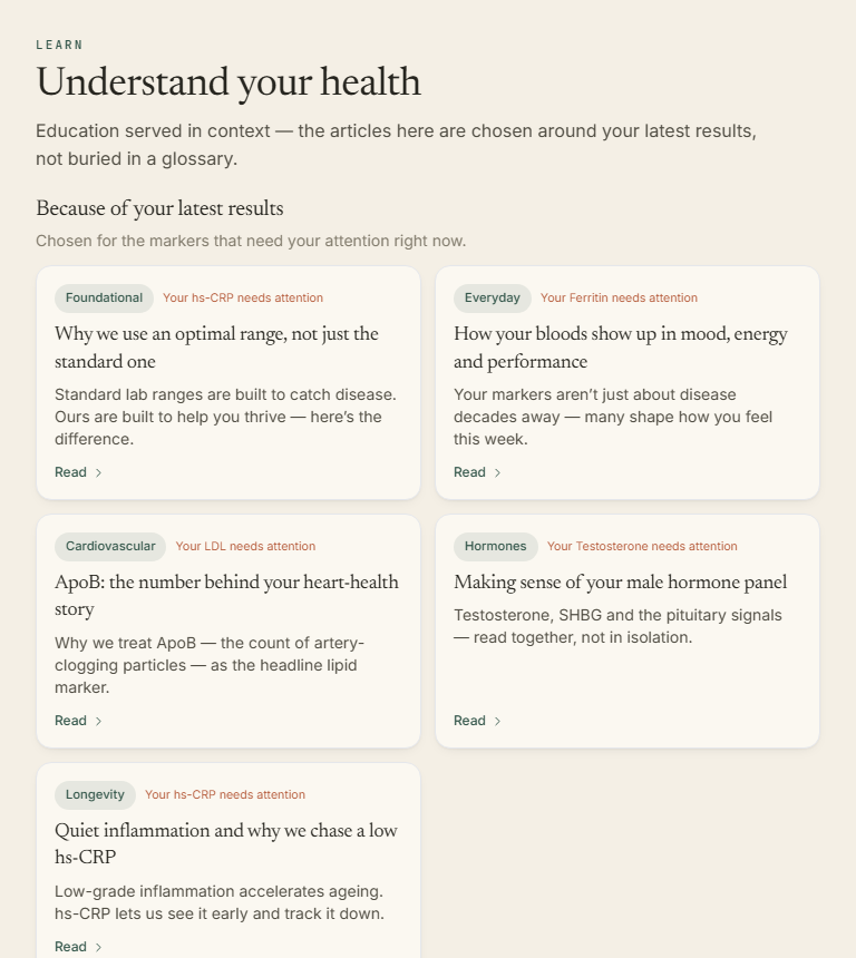 Learn — plain-English articles chosen around the latest results